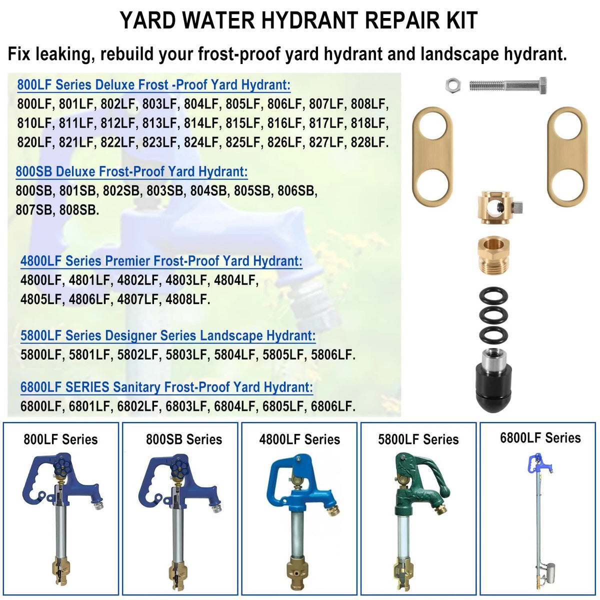 850 Sb Parts Kit Yard Water Hydrant Repair Rebuild & 8842 Plunger Black