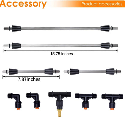 Metal Sprayer Boom Wand with 3 Flow Rate Nozzles Medium,