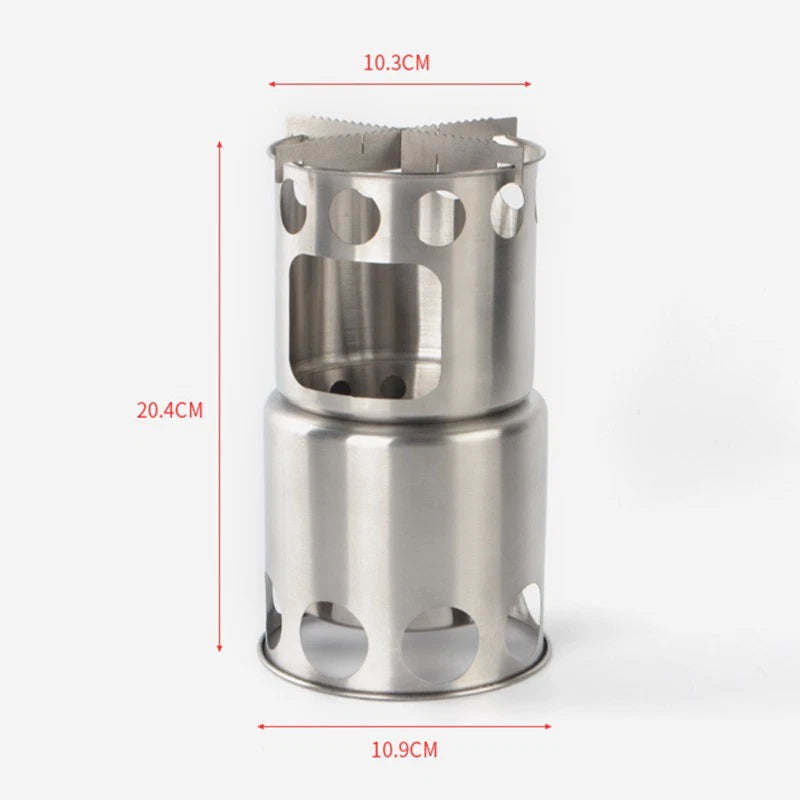 Protable 304 Stainless Steel Outdoor Camping Cookware Wood Stove Hiking Tool