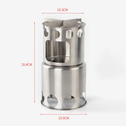 Protable 304 Stainless Steel Outdoor Camping Cookware Wood Stove Hiking Tool