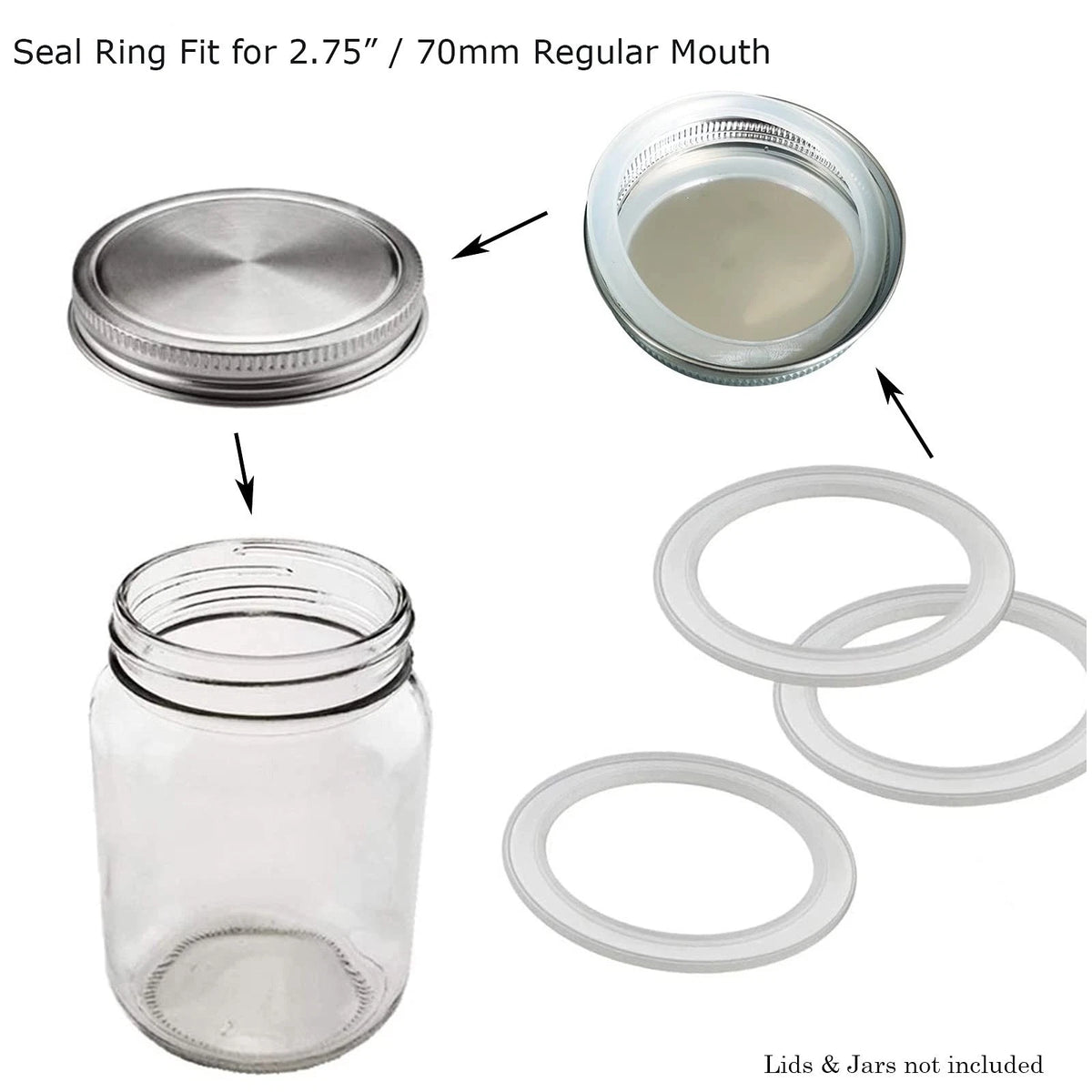 SHEYNIAN 12 Pack Rubber Seals for Glass Jars, Replacement Silicone White