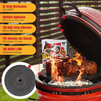 Wire Mesh Gasket Kit Fit for Kamado Joe Classic - 150" - CLASSIC JOE, Gray