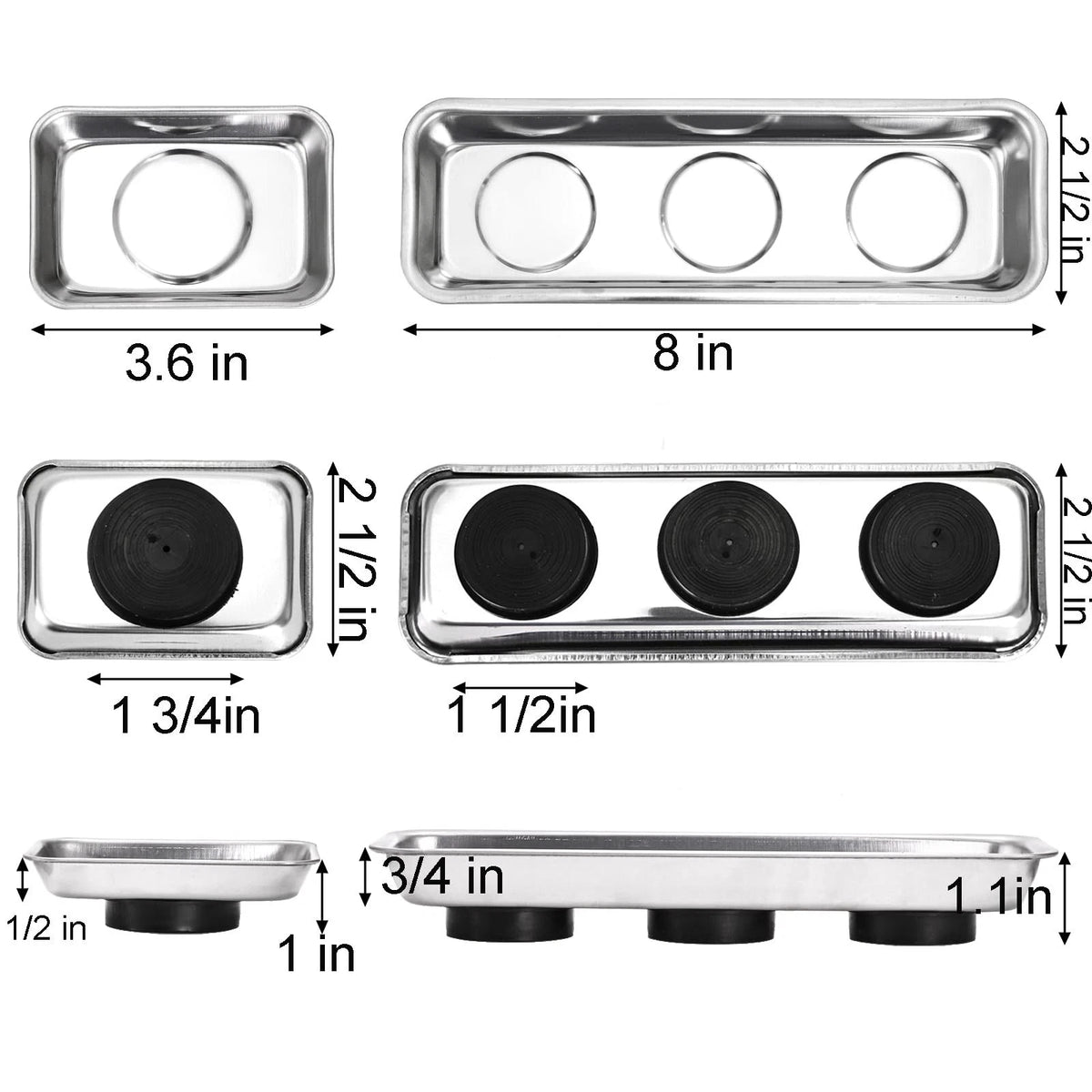 Okllen Set of 6 Small Magnetic Parts Trays, Stainless Steel Tray...