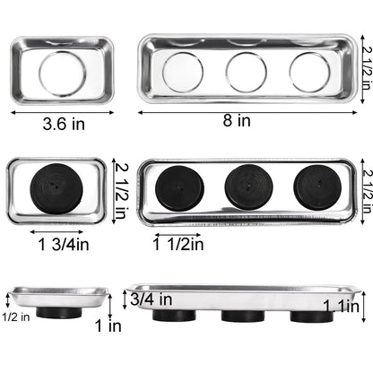 Okllen Set of 6 Small Magnetic Parts Trays, Stainless Steel Tray...