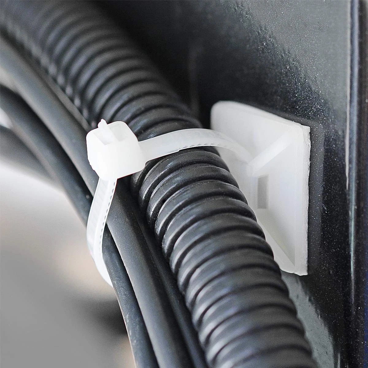 3/4" Strong Back-Glue Self Adhesive White Cable Zip Tie 100 Piece,