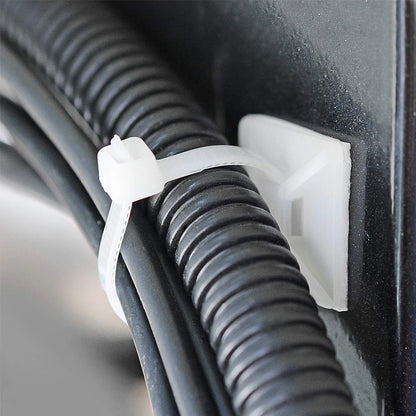 3/4" Strong Back-Glue Self Adhesive White Cable Zip Tie 100 Piece,