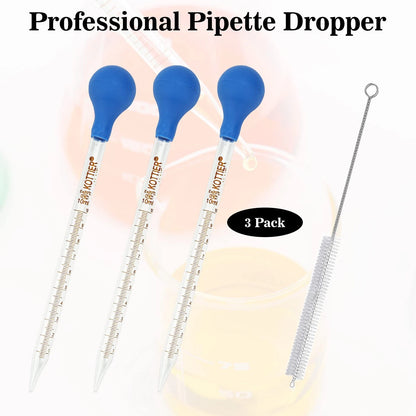 3Pcs Glass Pipettes Dropper, 10ml Graduated Liquid Dropper with Rubber Bulb...