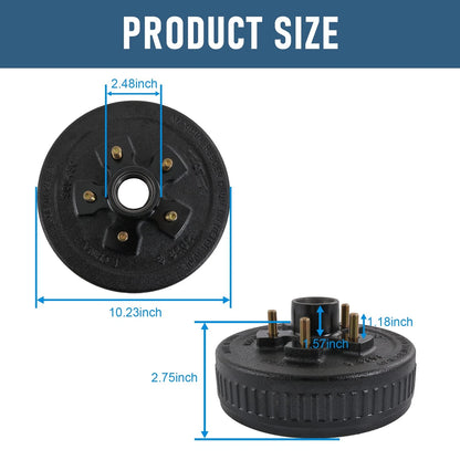 JDMSPEED  Trailer Brake Hub Drum 10" X 2-1/4" Kit 5 on 5 4.5