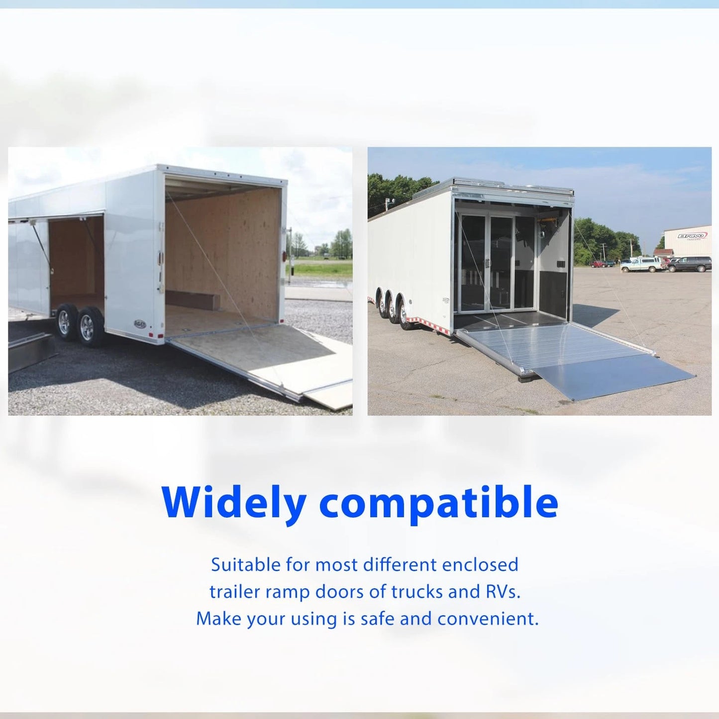 2pcs Garage Door Cable Enclosed Cargo Trailer Ramp 150'', Silvery