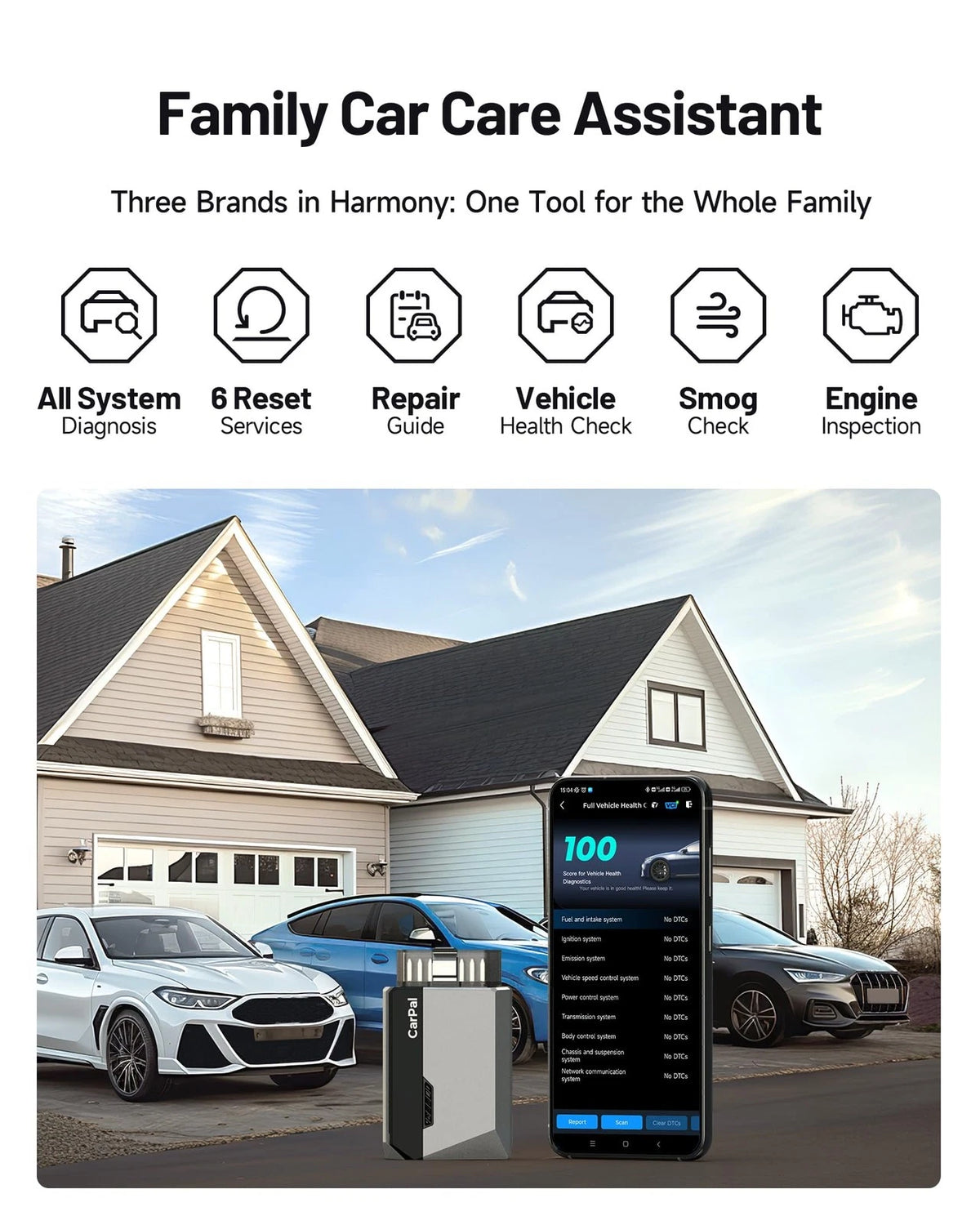 TOPDON Carpal-US OBD2 Code Reader Bluetooth, All System Scanner Black