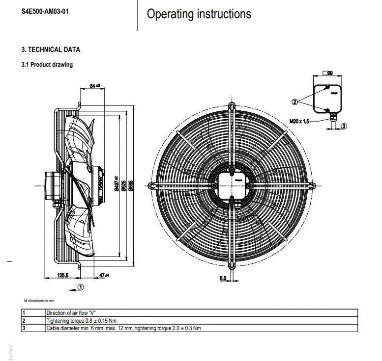 S4E500-AM03-01 Ebmpapst Axial Fan 230VAC 680/880W ??500MM IP54 Air Condenser Fan