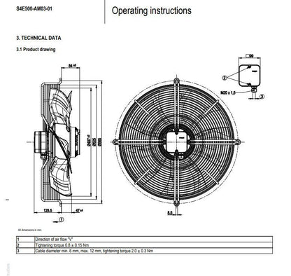 S4E500-AM03-01 Ebmpapst Axial Fan 230VAC 680/880W ??500MM IP54 Air Condenser Fan