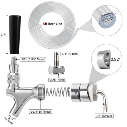 Hilangsan Draft Beer Faucet Line 5ft beer line kit, Silver Hose Clamps