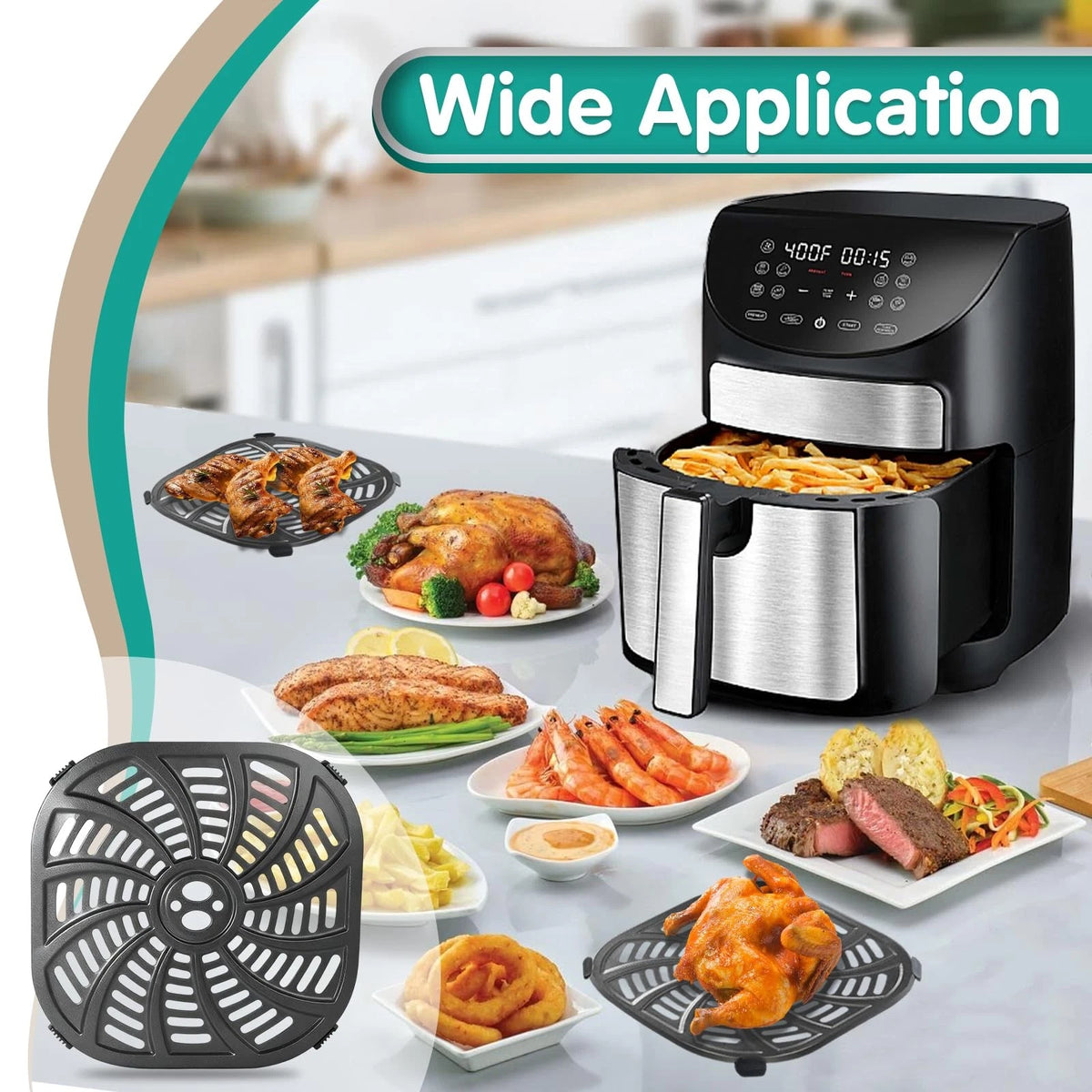 7QT Air Fryer Grill Plate for Gourmia GAF798 GAF716 Fryers, 8.97''×8.97'