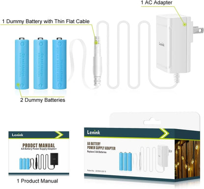 Lenink AC Power Supply Adapter for 3 AA Battery, Battery Replacement White