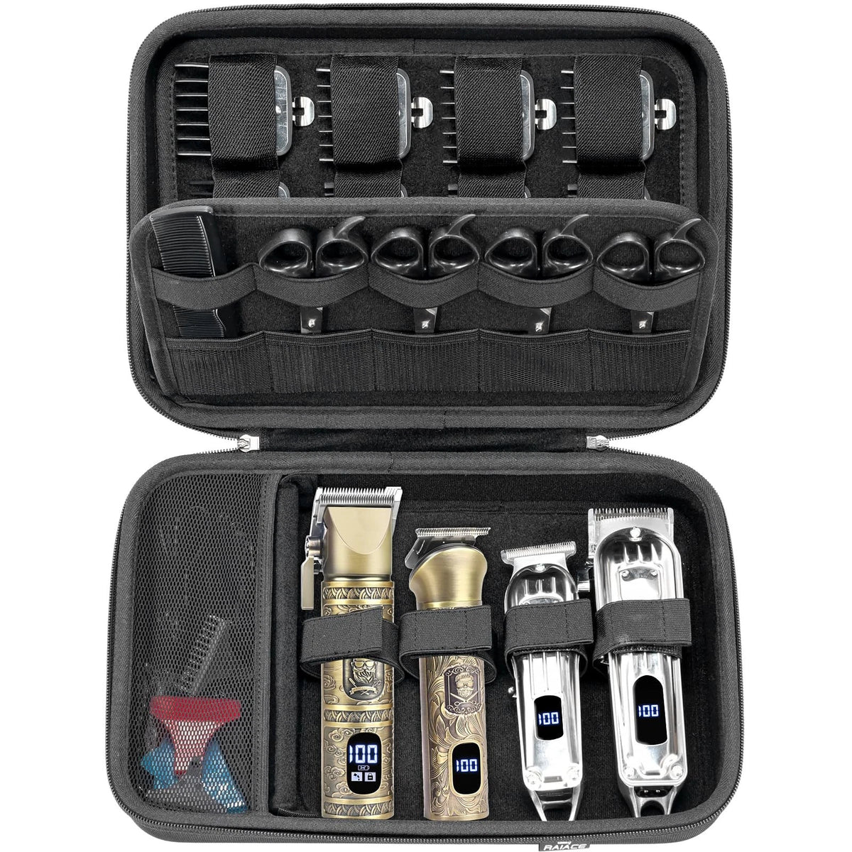 RAIACE Hard Travel Storage Case Compatible with Hair Clippers, Medium, Black