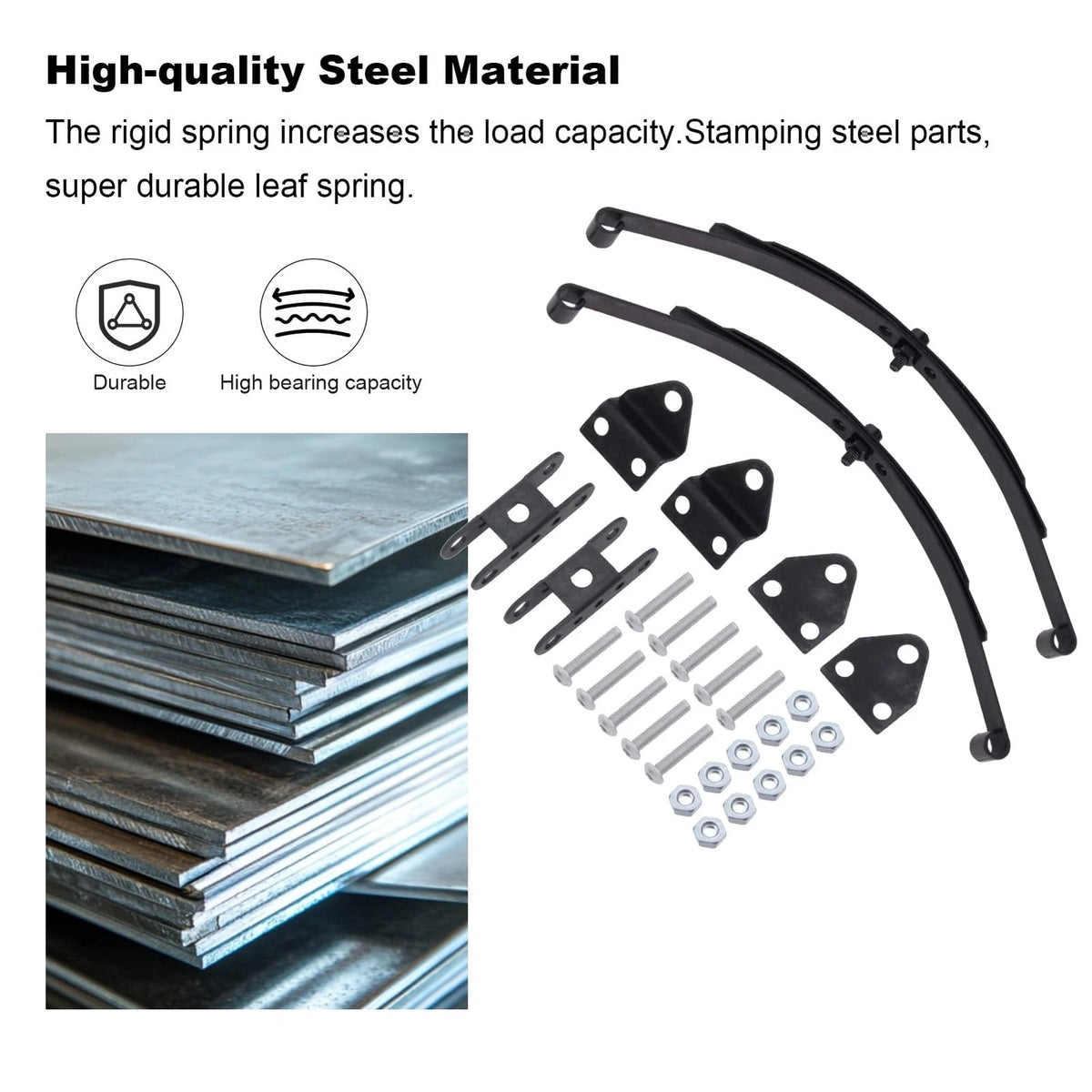 Hobbypark Stiff Leaf Spring Suspension Steel Bar Kit for 1/10 RC Rock Black