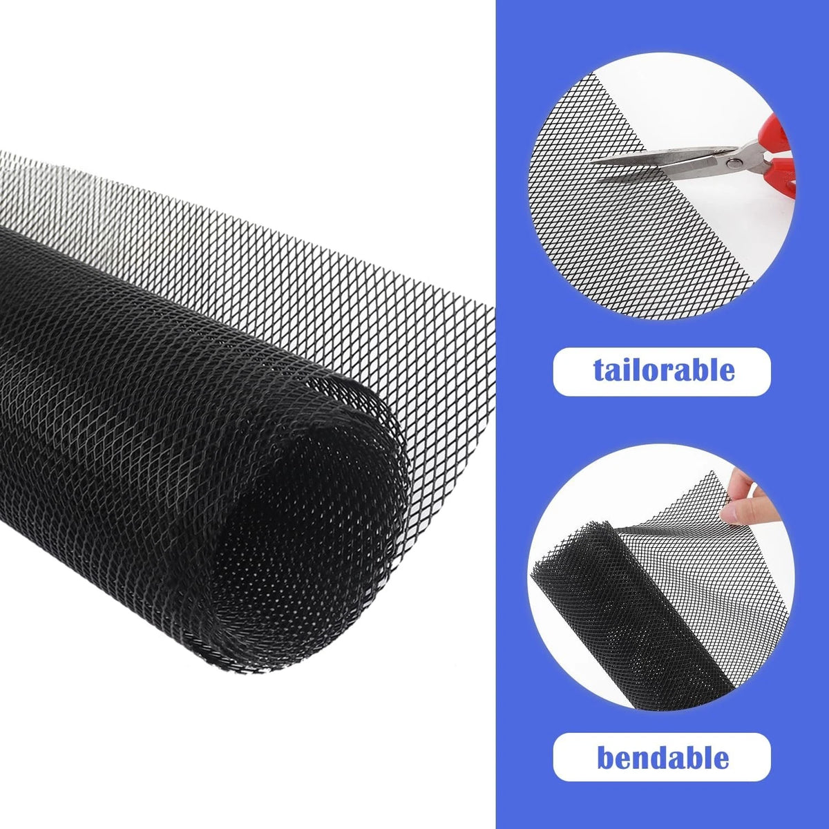 Trimmable Car Grill Mesh,Aluminum Alloy Automotive Grilles,Universal Black