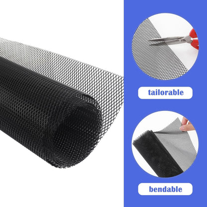 Trimmable Car Grill Mesh,Aluminum Alloy Automotive Grilles,Universal Black