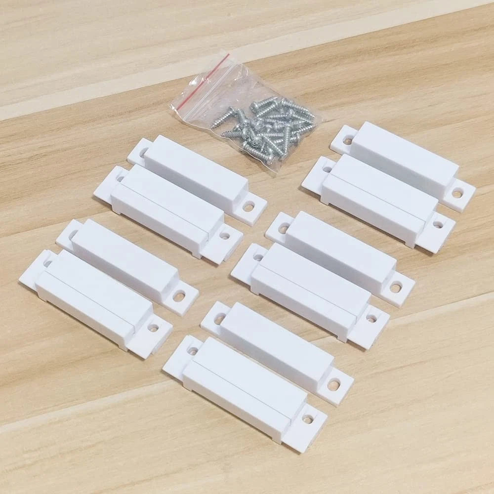 WESUA 5 Pack Surface Mounted NC Magnetic Door Contacts Switch Sensor white