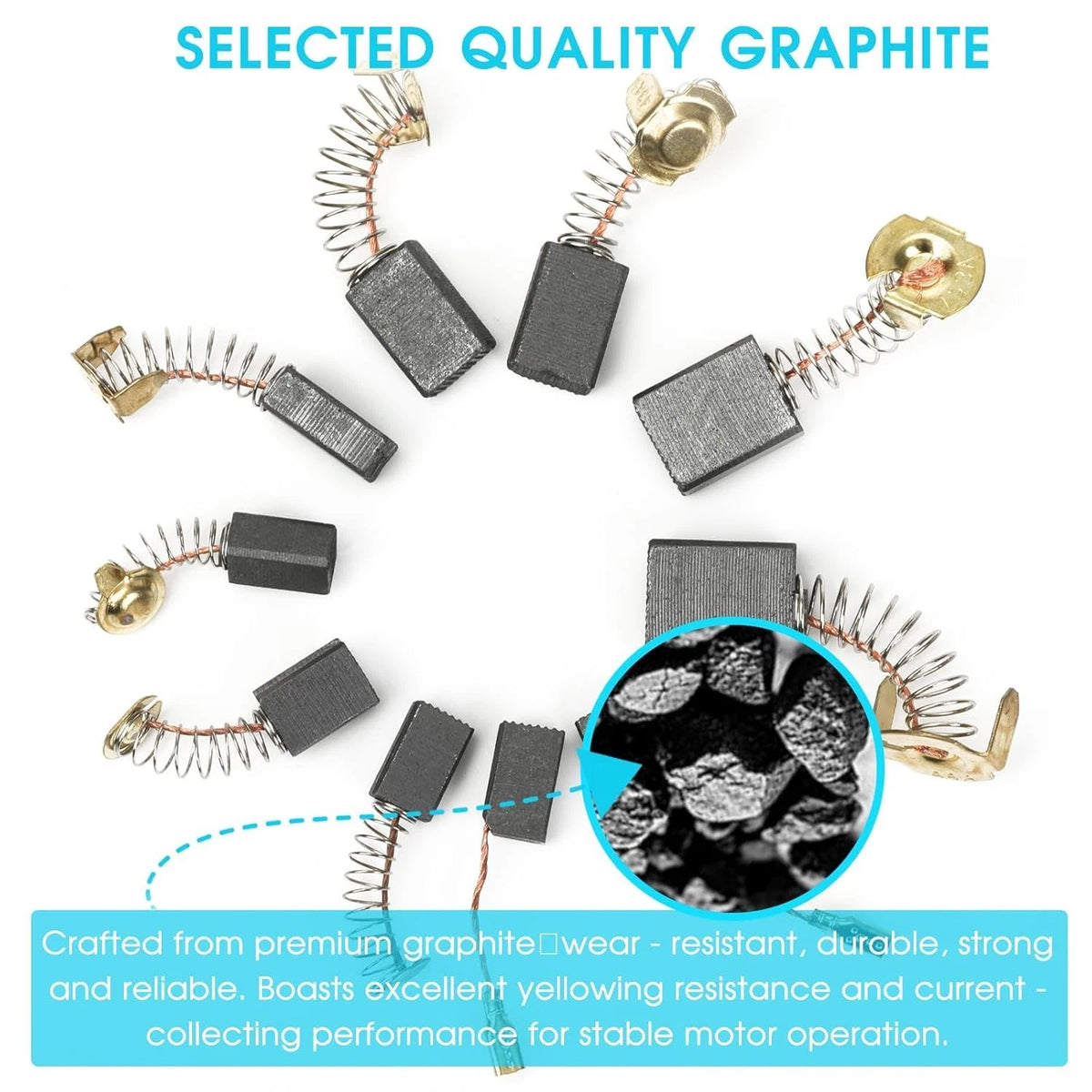 60 Pcs Electric Motor Carbon Brushes Set, 10 Assorted Sizes Graphite &...