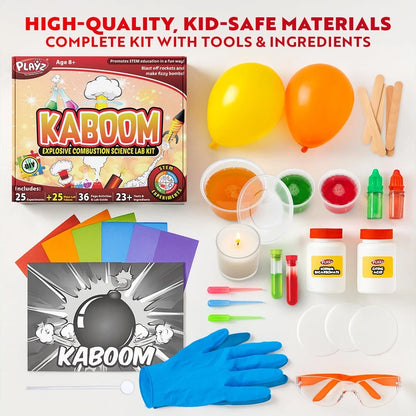 Playz Kaboom! 50+ Explosive Science Experiments Kit for Experiments, Blue