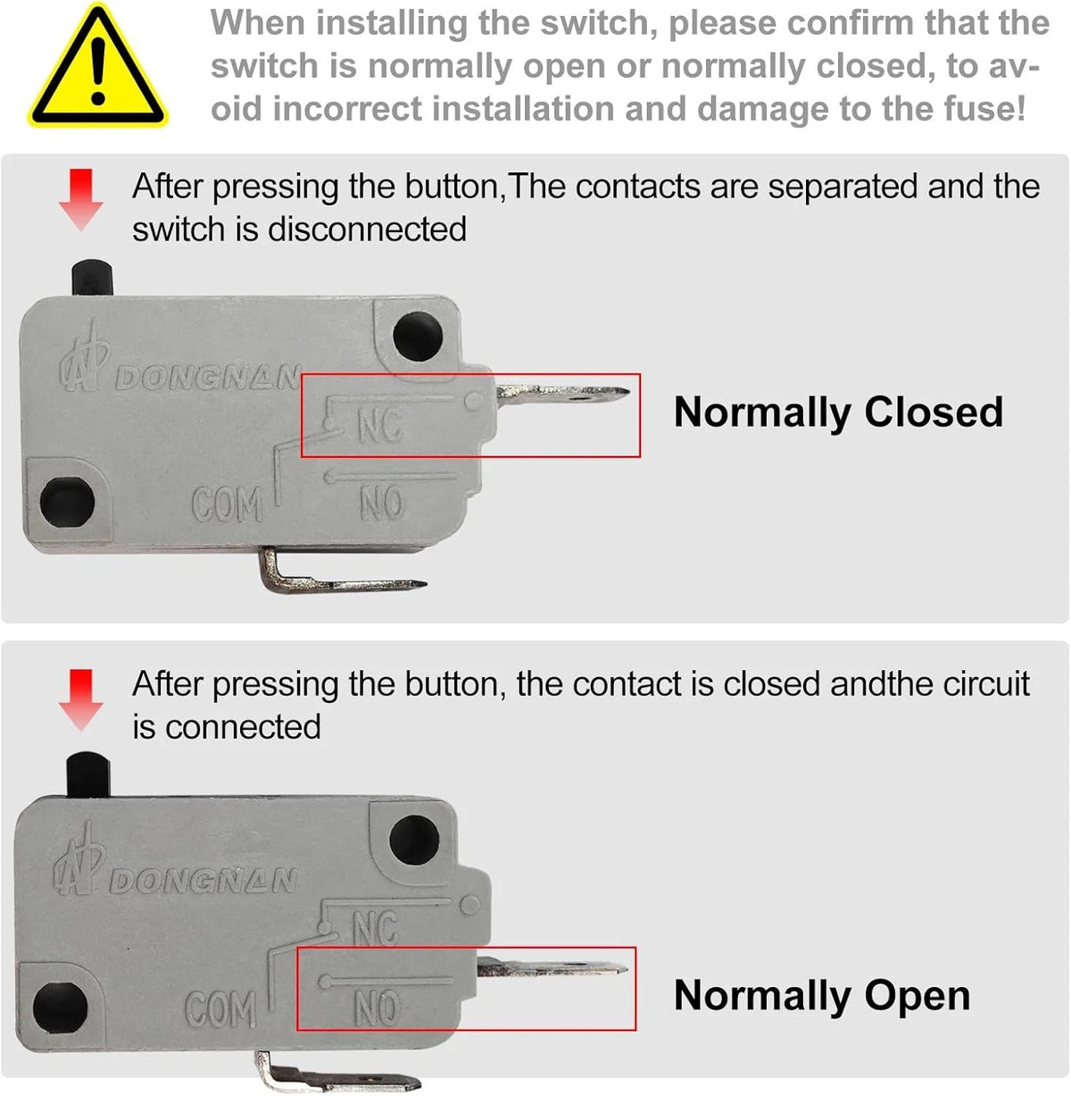 KW3A Microwave Oven Door Switch 16A 125/250V Interloc (2 Pack Grey