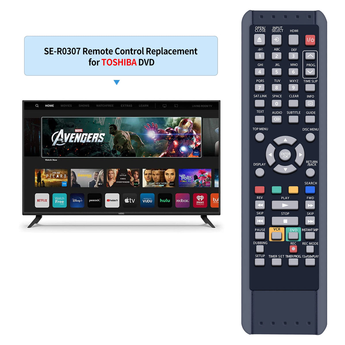 SE-R0307 Remote Control For Toshiba DVD Player D-VR18DTKB D-VR18DT DVR18DT