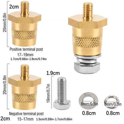 1 Pair Battery Pole Adapter Brass Battery Terminal Connector M6 Thread Install