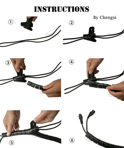 Chengsi Cable Sleeve Organizer 118Inch Coiled 118.1inch*0.62inch*1pc, Black