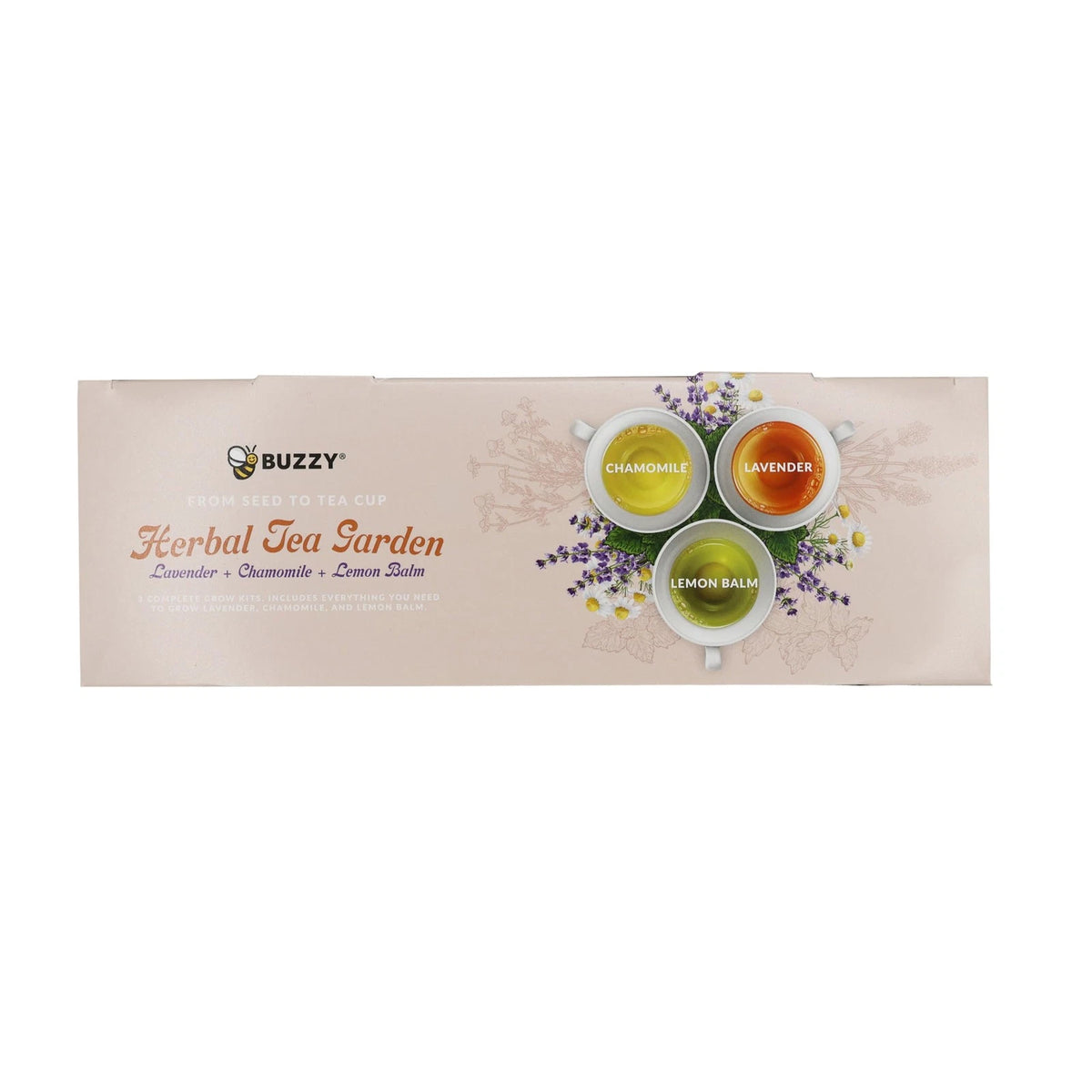 Buzzy Seeds Herbal Tea Garden Grow Kit 3-Pack - Metal Windowsill Floral