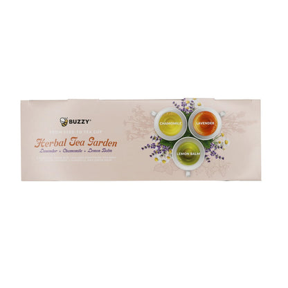 Buzzy Seeds Herbal Tea Garden Grow Kit 3-Pack - Metal Windowsill Floral