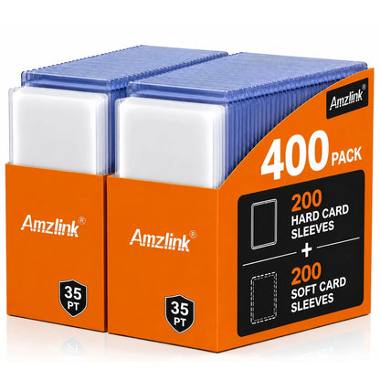 Amzlink® 400 Card Sleeves Toploads for Cards, 3" x 4" 3in*4in, Blue + White