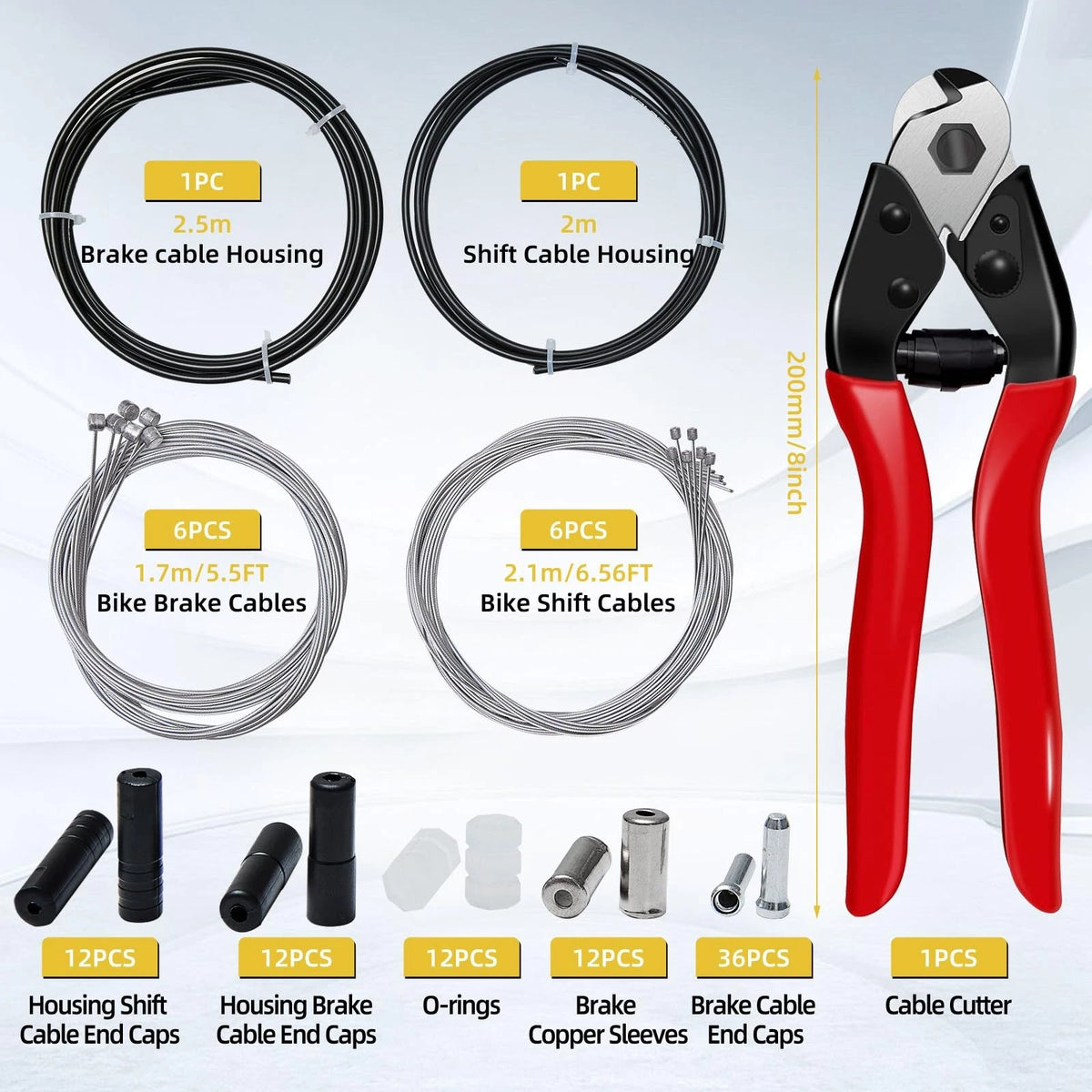TFUTLT 103Pcs Bike Brake Cable Kit with Stainless Steel black