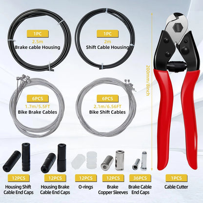 TFUTLT 103Pcs Bike Brake Cable Kit with Stainless Steel black