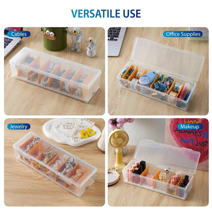 Fzooua 2 Pack Cable Organizer Storage Box with 16 2 PACK, Transparent