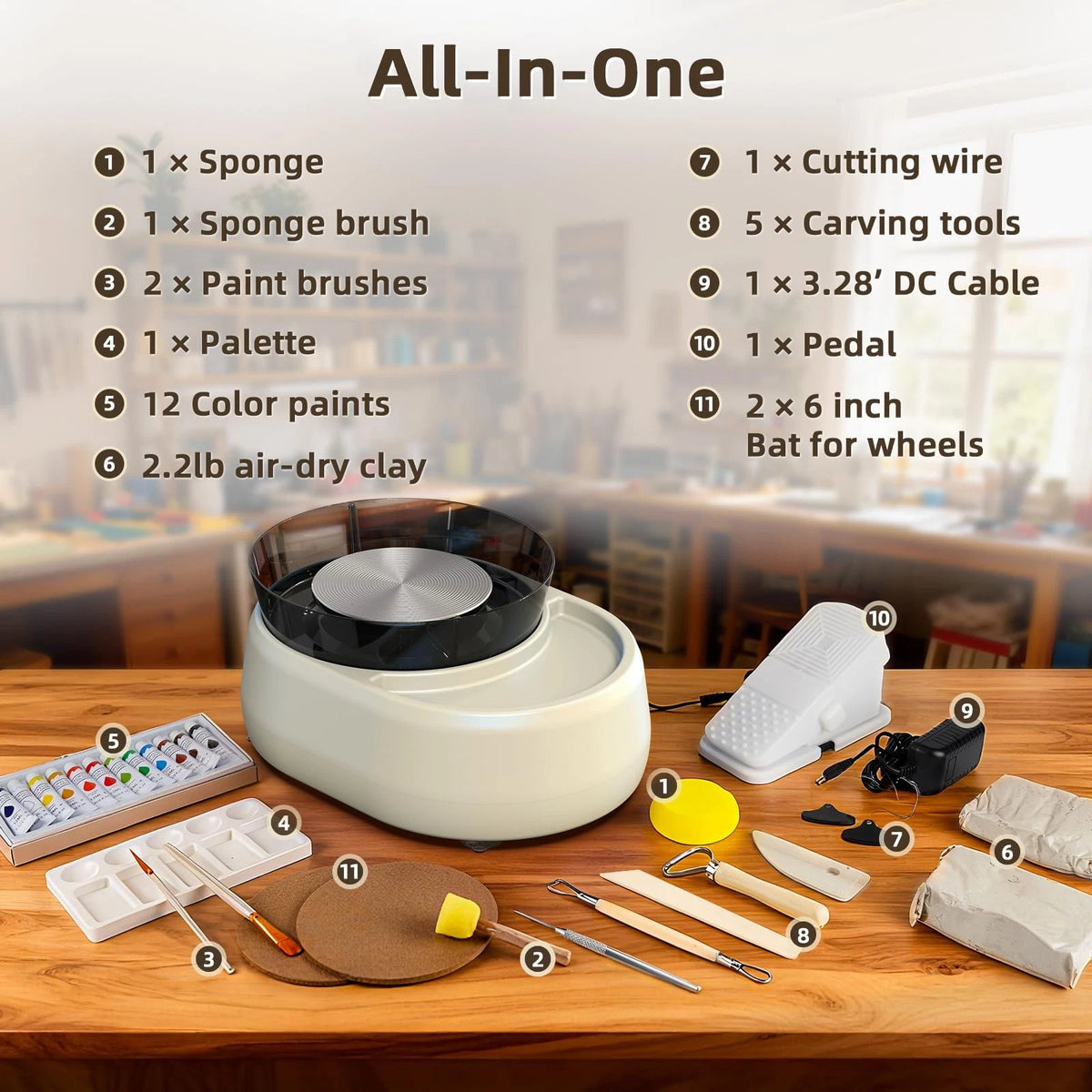 Pottery Wheel for Kids and Beginners - Upgraded with 6" Grey