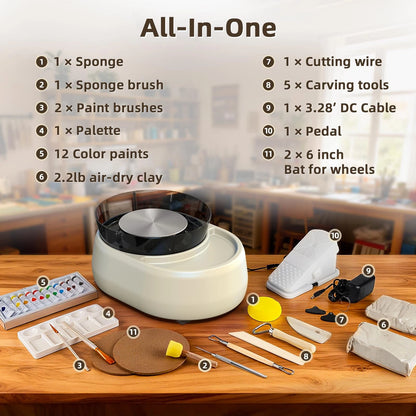 Pottery Wheel for Kids and Beginners - Upgraded with 6" Grey