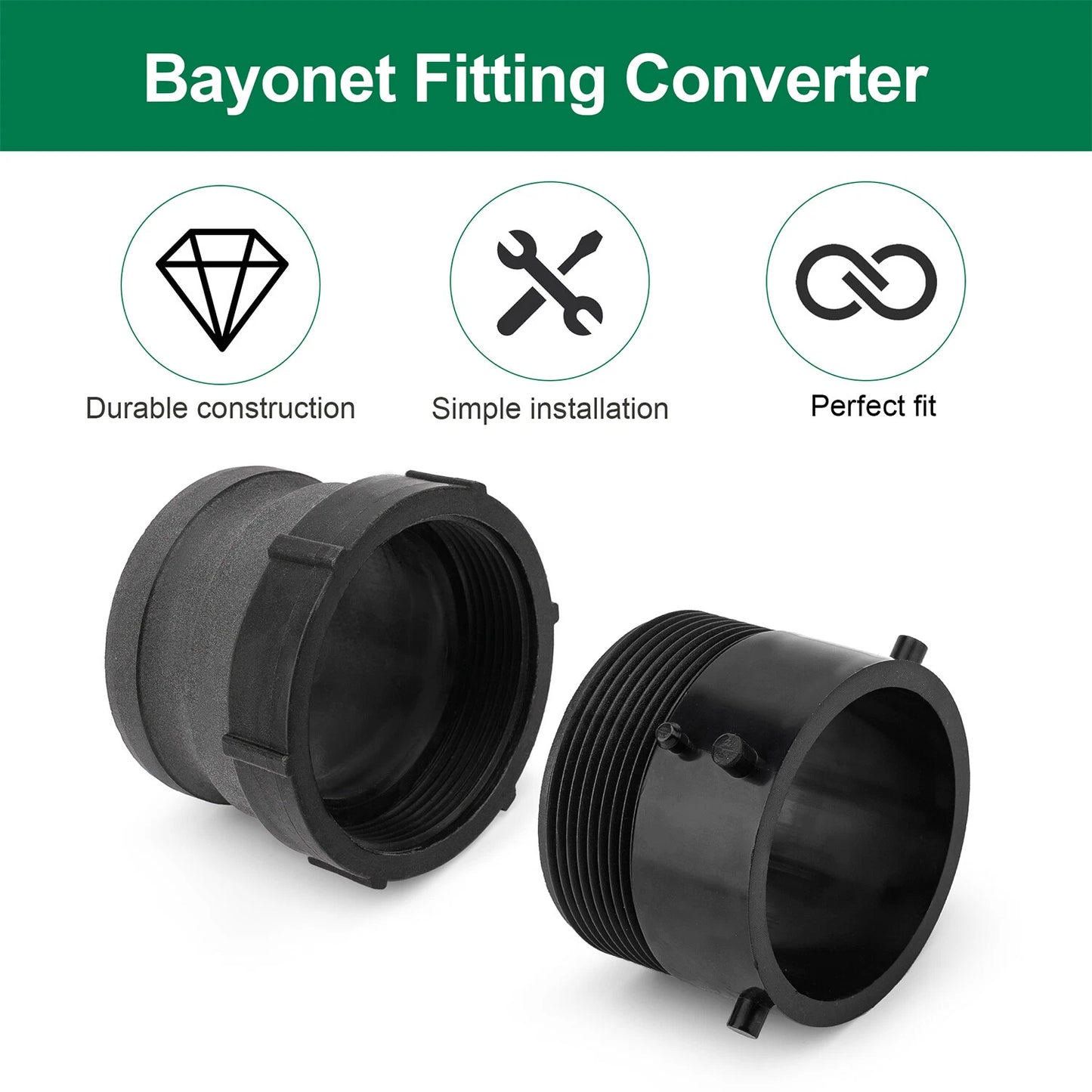 360785 Waste Master RV Sewer Hose Male Bayonet Fitting Converter , Black