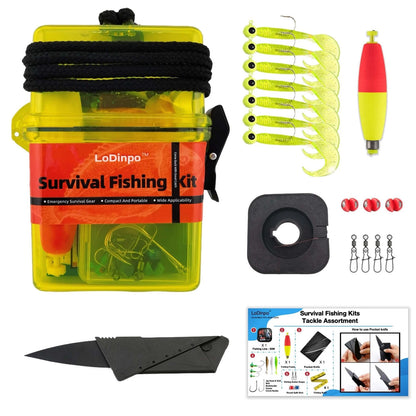 LoDinpo Mini Survival Fishing Kit, Pocket Emergency pocket, Yellow