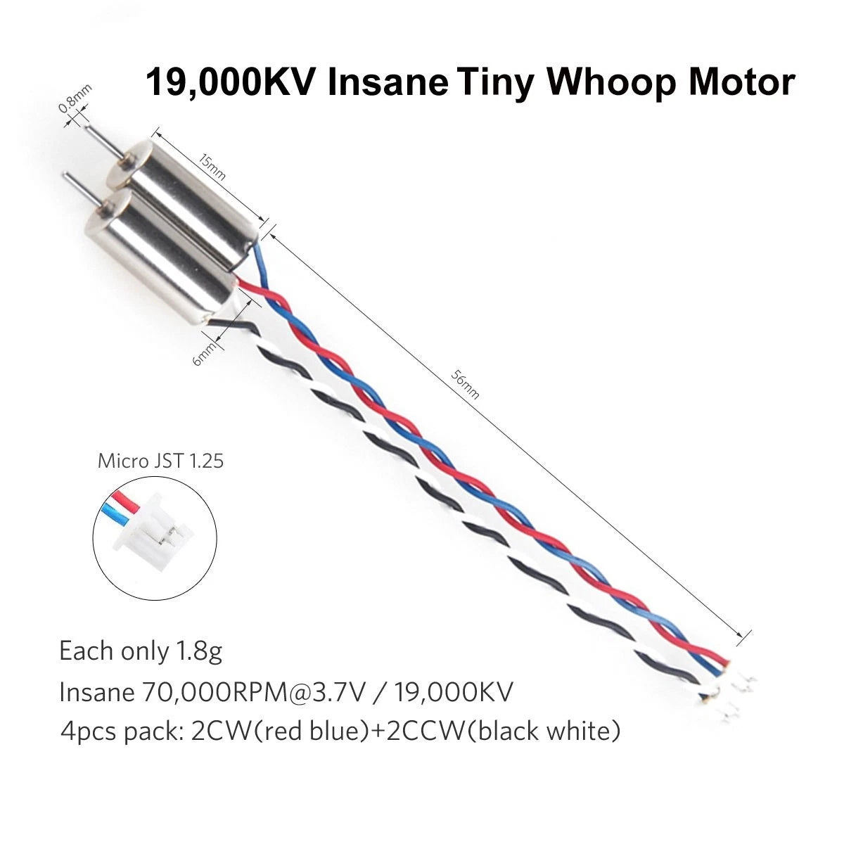 Crazepony 4pcs 6x15mm Motor (Speed: Insane) 19000KV for Blade Inductrix Small