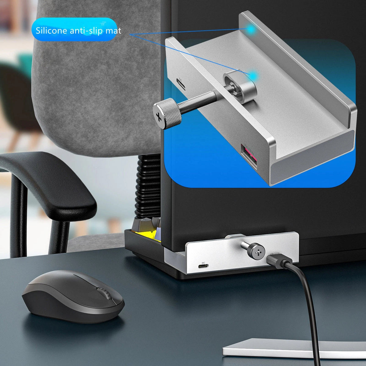 6 in 1 USB 3.0 Hub Clamp Adapter Aluminum USB Splitter for iMac/Laptop/PC