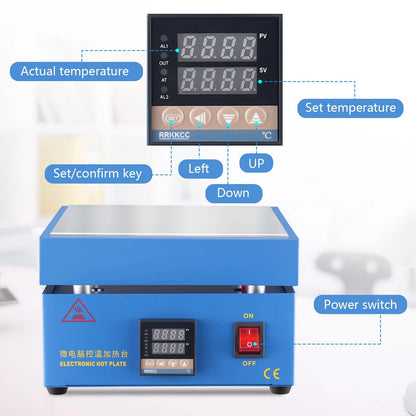 Soiiw 110V 850W Soldering Hot Plate LED Microcomputer 200X200mm