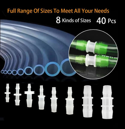40Pcs Hose Barb Fitting, Reducer, Pipe 1/2 inches, White Transparent