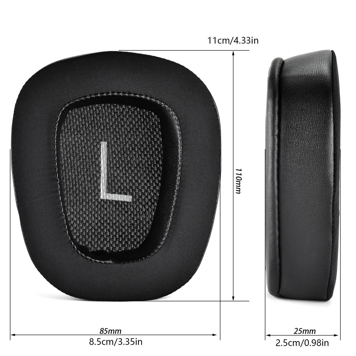 2Pcs L+R Protein Leather Headphone Earpads Cushion Cover For Logitech G35 G930