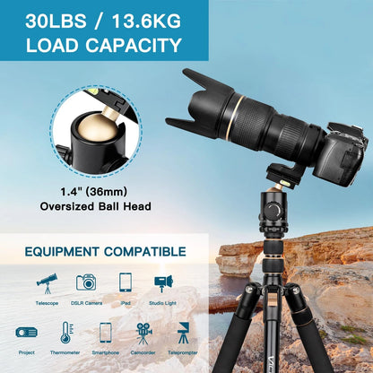 Professional DSLR Tripod for Photography - Tall, Lightweight & 76inch, Gold