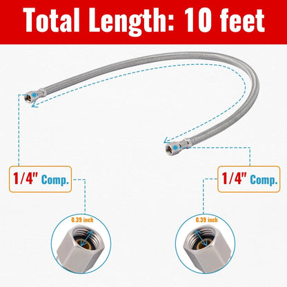 SUNGATOR 10 Feet Refrigerator Water Line Kit, 1/4" Comp x 10
