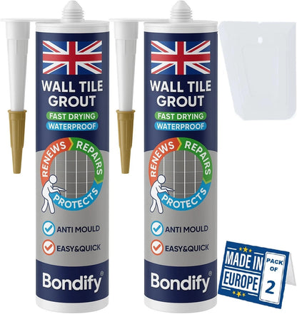 BONDIFY Waterproof White Wall & Floor Tile Grout Repair Kit 16oz/450g x 2