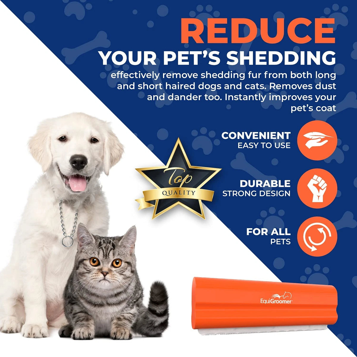 EasyGroomer Deshedding Brush for Dogs & Cats – Undercoat 5 Inch, Orange