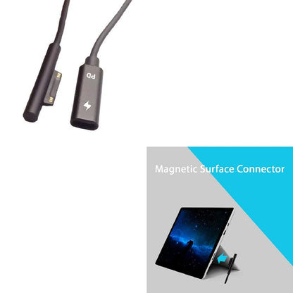 USB Type C DC Magnetic Plug Charging Cable For Microsoft Surface Pro 4 5 6 Go